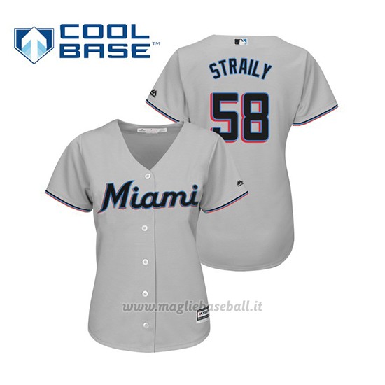 Maglia Baseball Donna Miami Marlins Dan Straily Cool Base Majestic Road 2019 Grigio
